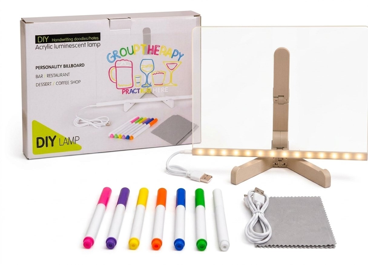 Acrylic LED Board With Colorful Night Light & 7 Neon Pens - Image 2