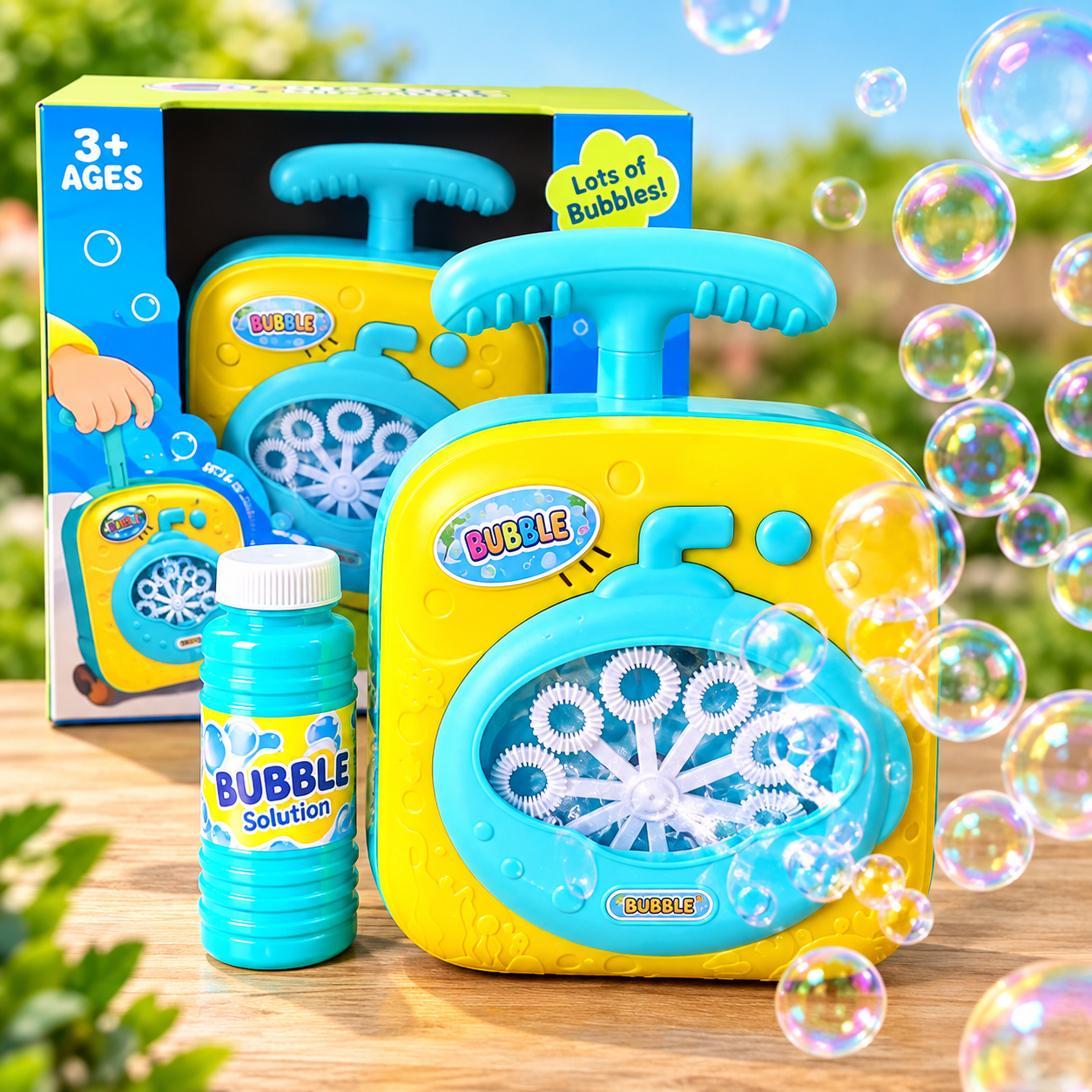 Suitcase-Style 10-Hole Bubble Machine - Colourful and Portable
