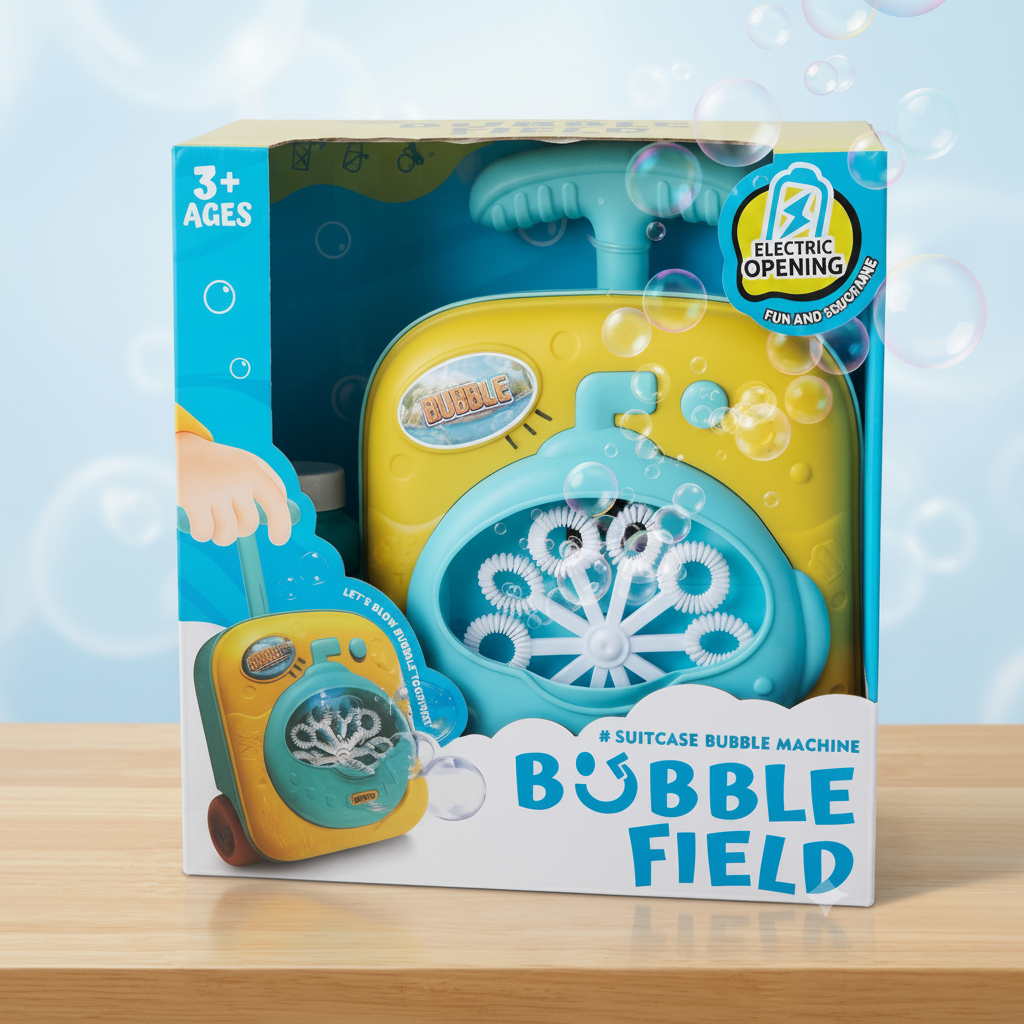Suitcase-Style 10-Hole Bubble Machine - Colourful and Portable - Image 2