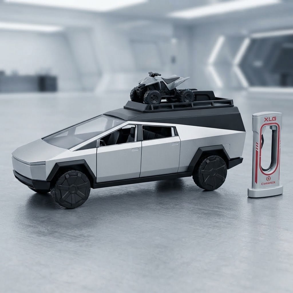 1:24 Tesla Cybertruck Camping Edition Diecast Model with Quad Bike