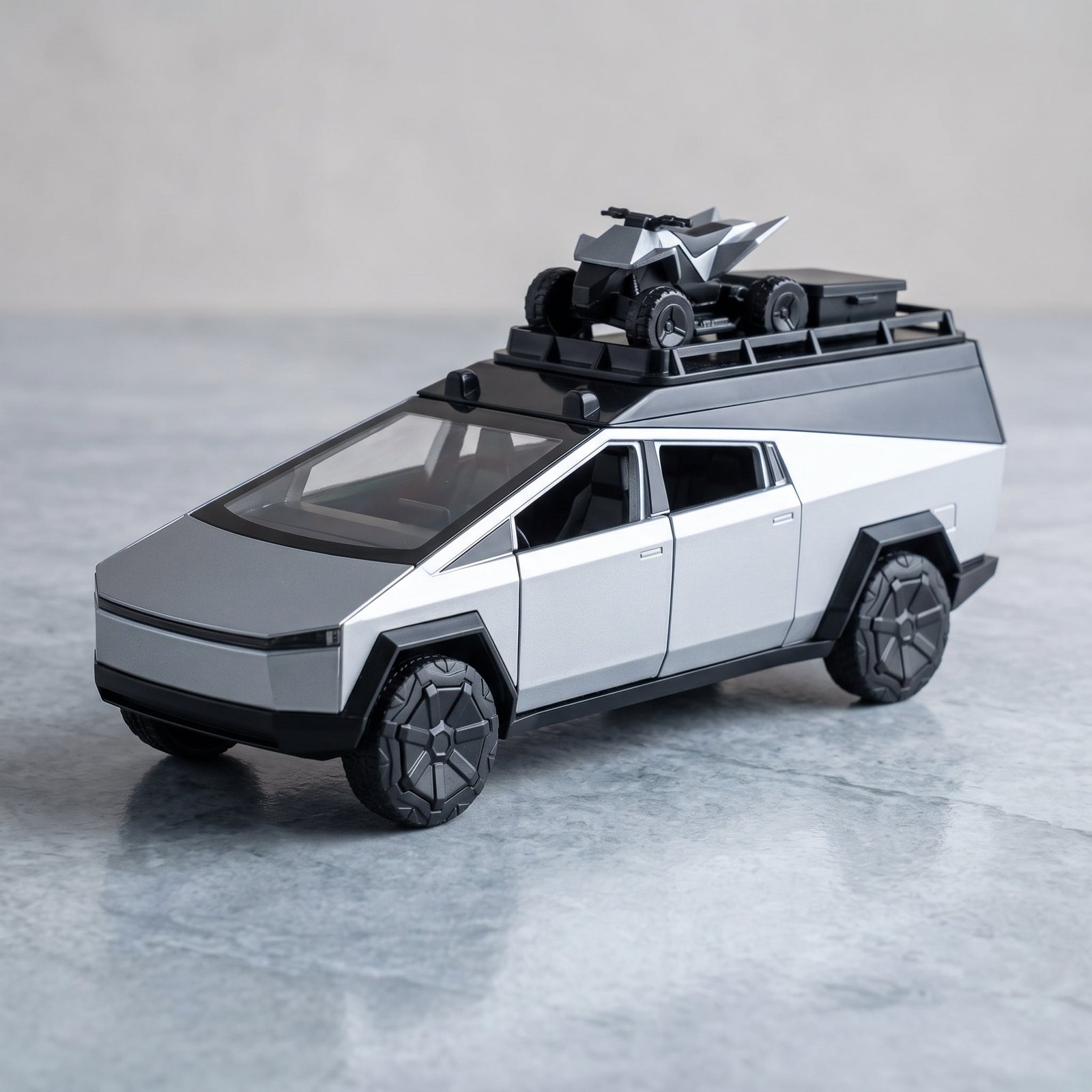 1:24 Tesla Cybertruck Camping Edition Diecast Model with Quad Bike - Image 2