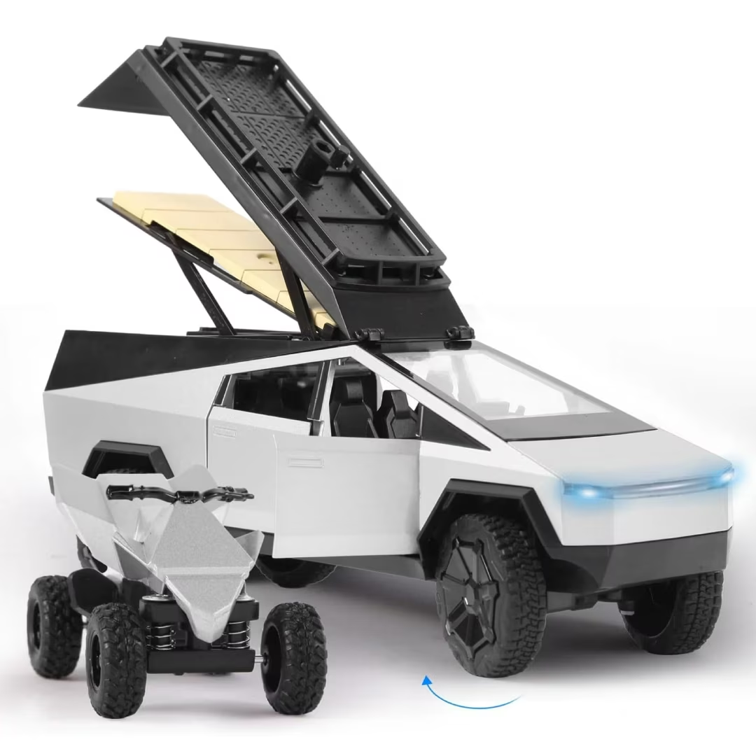 1:24 Tesla Cybertruck Camping Edition Diecast Model with Quad Bike - Image 3