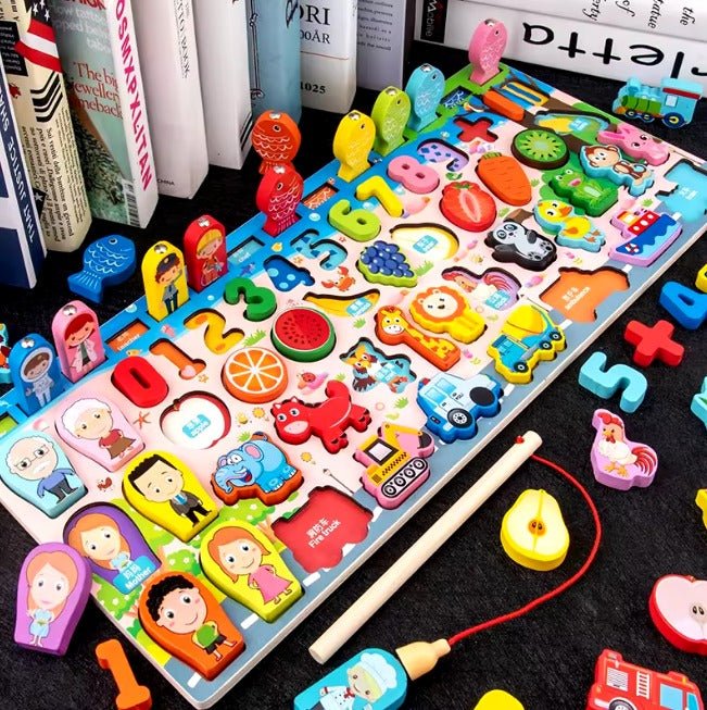 Wooden 6-in-1 Cartoon Fishing and Learning Board - Image 6