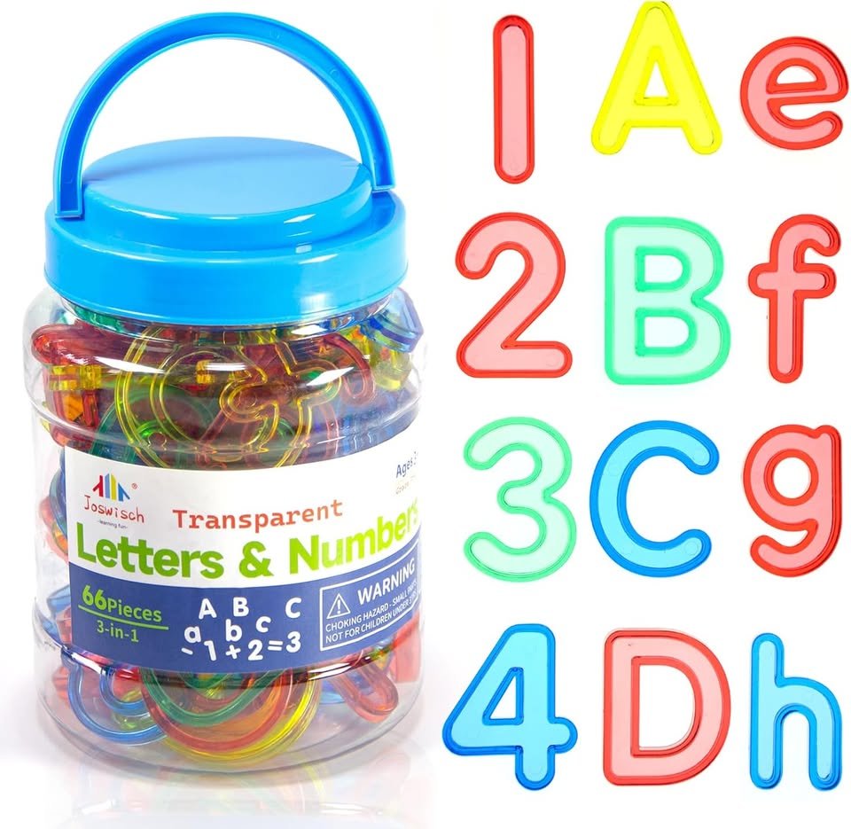66 Piece Transparent Numbers and Letters Learning Set with Storage Box - Image 8