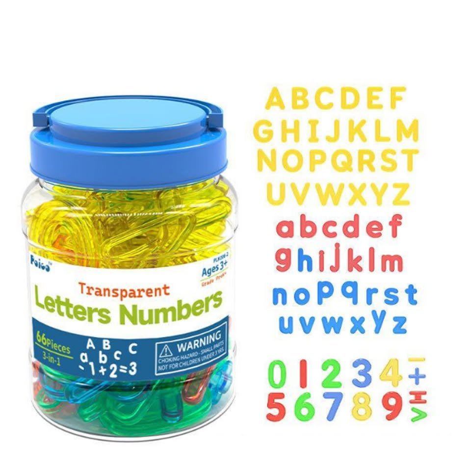 66 Piece Transparent Numbers and Letters Learning Set with Storage Box