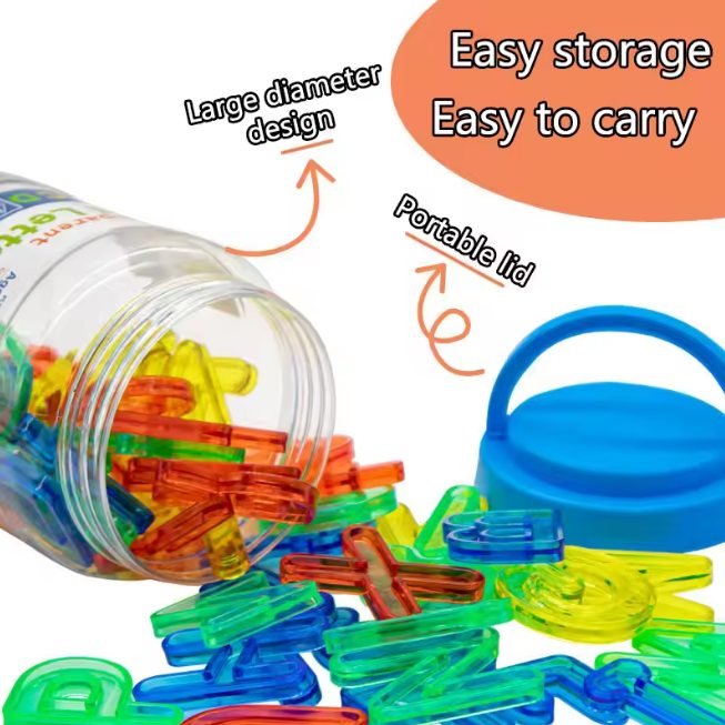 66 Piece Transparent Numbers and Letters Learning Set with Storage Box - Image 3