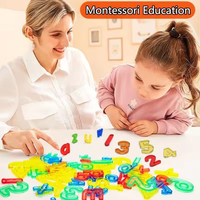 66 Piece Transparent Numbers and Letters Learning Set with Storage Box - Image 2