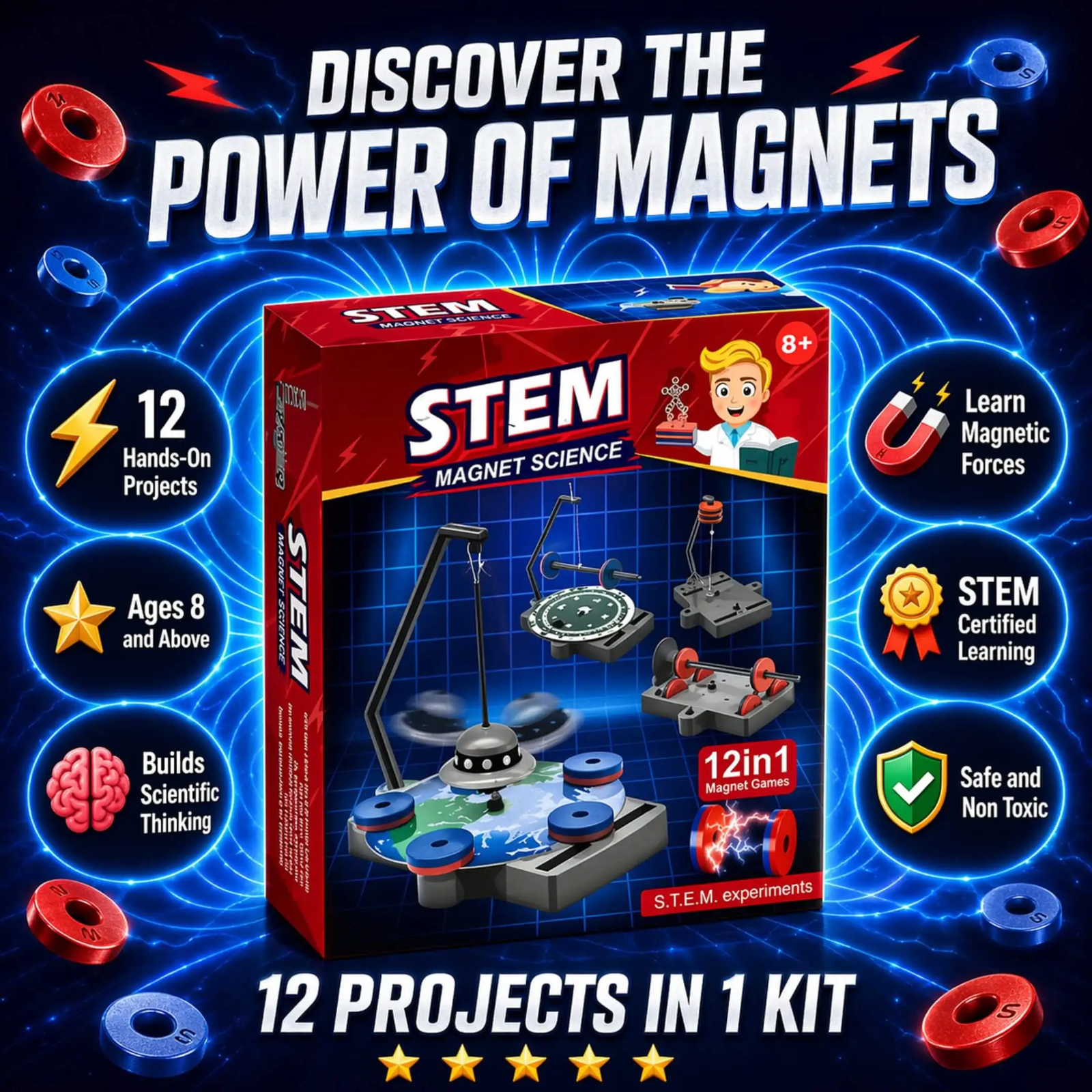 DIY Magnet Science Kit with 12 Experiments for Kids - Image 2